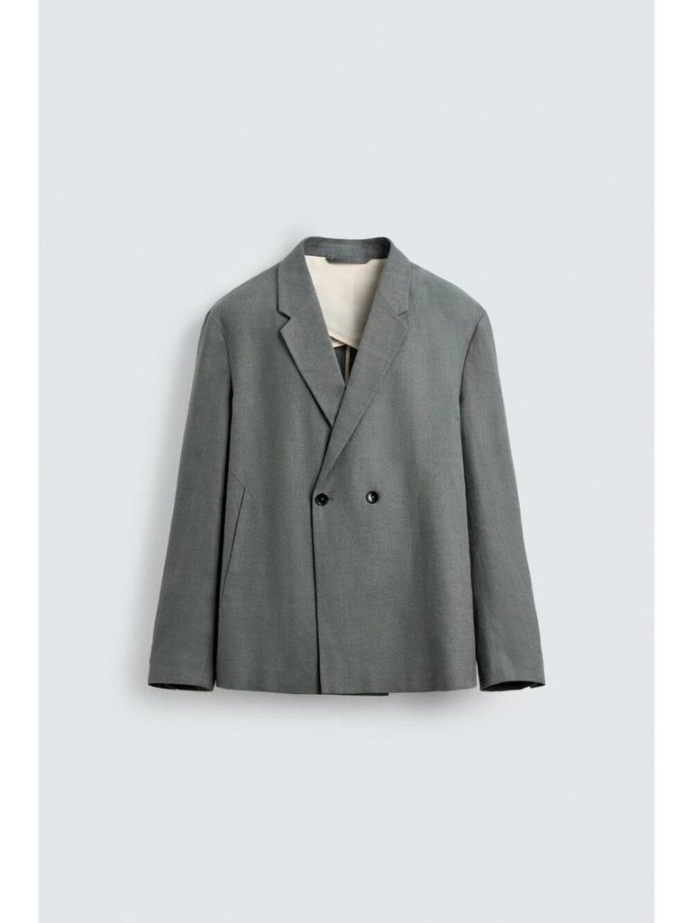 Zara Mens Blazer Suit Jacket Blazer EU 52 US 42 Gray green Linen 0706/728 NWT - Picture 3 of 13